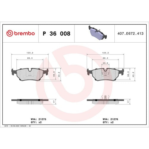 Brembo Rear Low Metallic Brake Pads Fits 1990-1997 Jaguar XJ6 4 Pc Brakes P36008