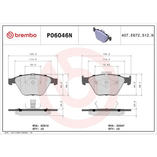 Brembo Front Ceramic Brake Pads Fits 2008-2013 BMW M3 E90 E92 Brakes P06046N