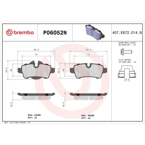 Brembo Front Ceramic Brake Pads Fits 2007-2015 Mini Cooper Brake Pads P06052N