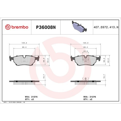 Brembo Rear Ceramic Brake Pads Fits 1990-1997 Jaguar XJ6 4 Pc Brakes P36008N