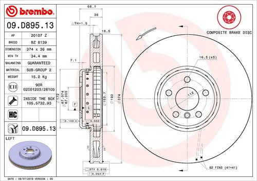 Brembo 09D89513C02  BRAKE ROTORS