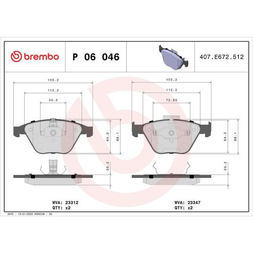 Brembo Front Low-Metallic Brake Pads Fits 2008-2013 BMW M3 E90 E92 Brakes P06046