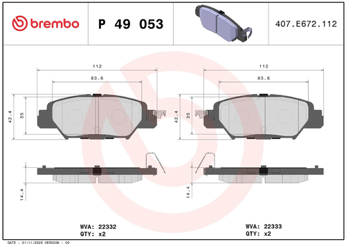 Brembo P49053 PRIME LINE BRAKE PADS