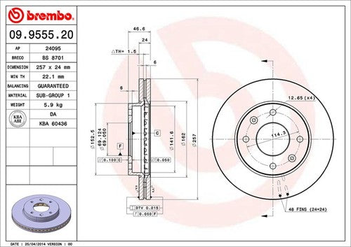 Brembo 09955520C02  BRAKE ROTORS