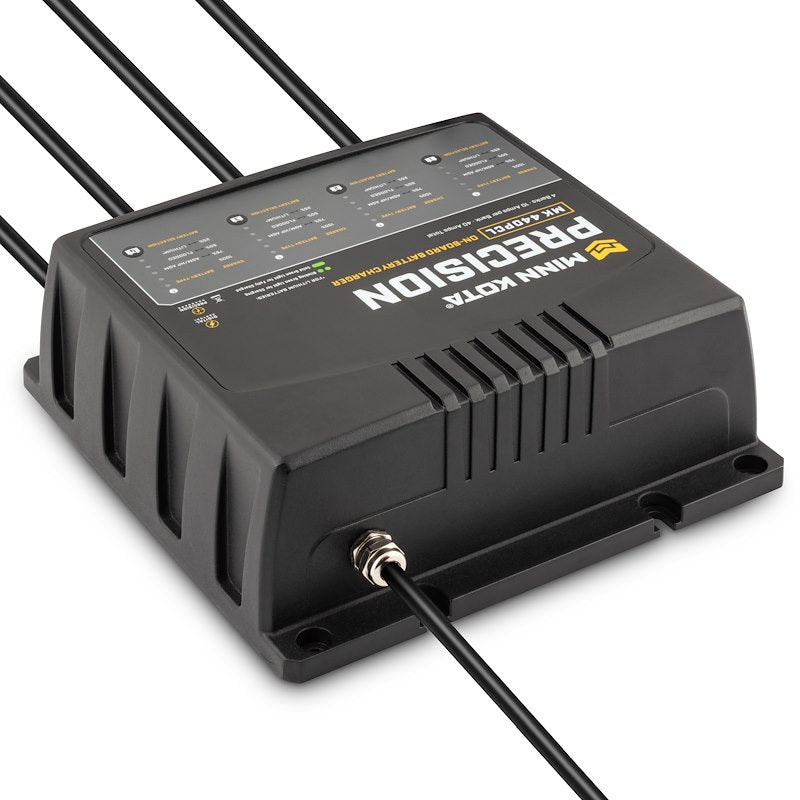 Minn Kota 1834401  MK 440 PCL Battery Charger;  9.88 Inch Length x 9.88 Inch Width x 3-1/2 Inch Height On-10-Wa:  4-6 Hours Charging Time