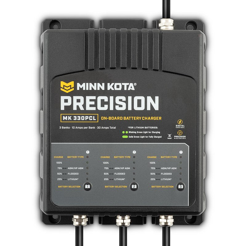 Minn Kota 1833301  MK 330 PCL Battery Charger;  9.88 Inch Length X 7-1/4 Inch Width X 3-1/2 Inch Height On-10-Wa:  4-6 Hours Charging Time