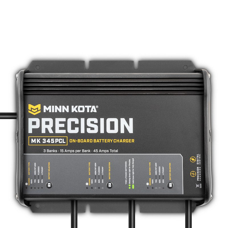 Minn Kota 1833454  MK 345PCL Battery Charger;  9-1/4 Inch Length X 11 Inch Width X 3 Inch Height On-15-Wa:  3-5 Hours Charging Time