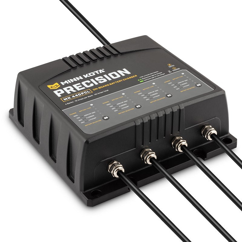 Minn Kota 1834401  MK 440 PCL Battery Charger;  9.88 Inch Length x 9.88 Inch Width x 3-1/2 Inch Height On-10-Wa:  4-6 Hours Charging Time