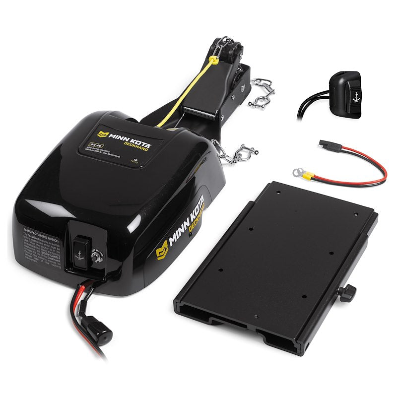Minn Kota 1810141  DeckHandâ„¢40 Pontoon Windlass;  With Davit/ MKA-16-03 Quick Release Bracket/ DH-40 25 Foot Corded Remote/ MKR-12 Quick Connect Plug/ 100 Foot Nylon Rope 12-10-: