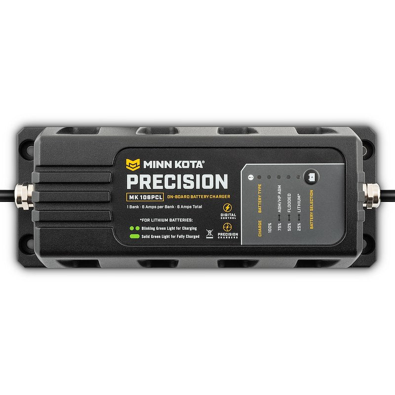 Minn Kota 1831061  MK 106 PCL Battery Charger;  9.88 Inch Length X 4 Inch Width X 3-1/2 Inch Height On-6 -Wa:  10-12 Hours Charging Time