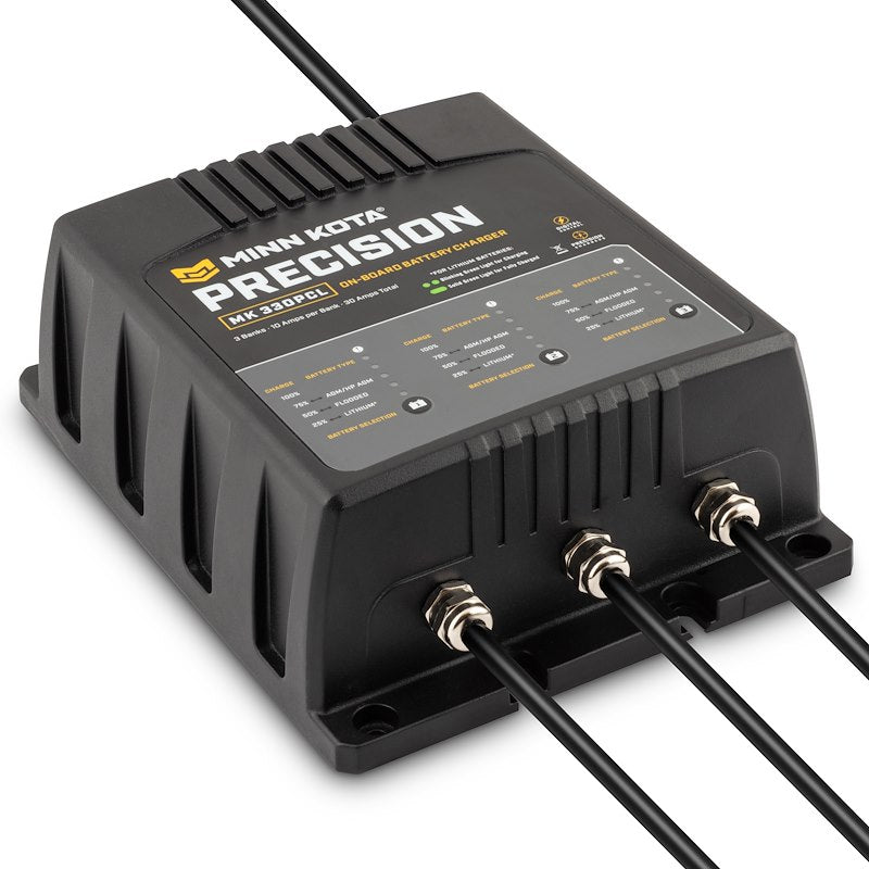 Minn Kota 1833301  MK 330 PCL Battery Charger;  9.88 Inch Length X 7-1/4 Inch Width X 3-1/2 Inch Height On-10-Wa:  4-6 Hours Charging Time