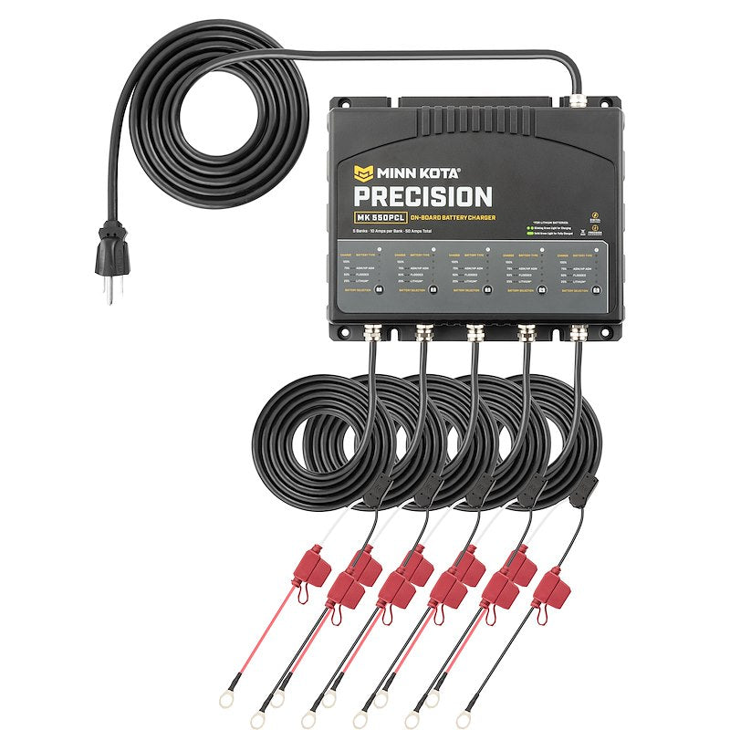 Minn Kota 1835500  MK 550 PCL Battery Charger;  11-3/4 Inch Length x 9-3/4 Inch Width x 3-1/2 Inch Height On-10-Wa:  4-6 Hours Charging Time