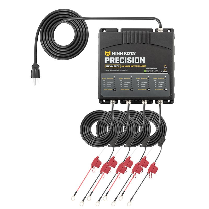 Minn Kota 1834401  MK 440 PCL Battery Charger;  9.88 Inch Length x 9.88 Inch Width x 3-1/2 Inch Height On-10-Wa:  4-6 Hours Charging Time