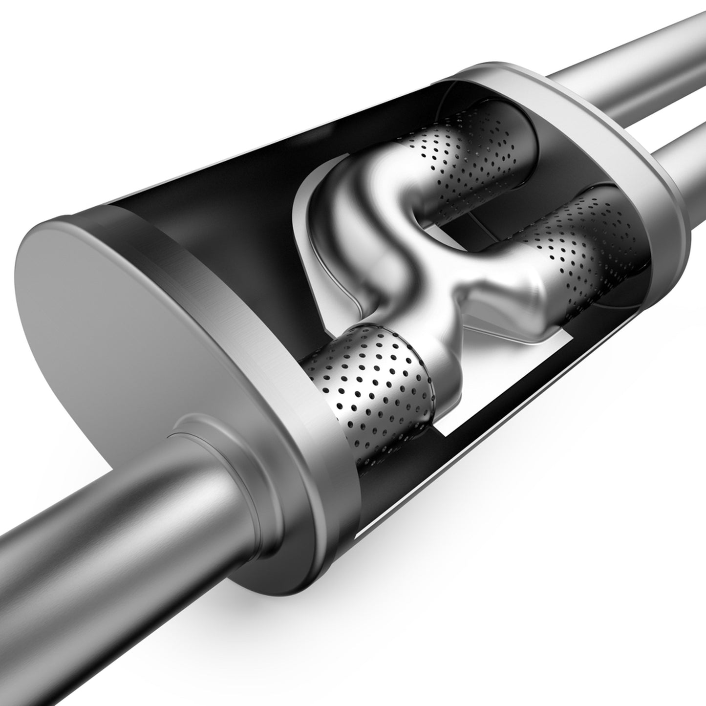MagnaFlow 12265 - Straight-Through Performance Muffler; 2.5in. Offset/Dual; 5x18x8 Body