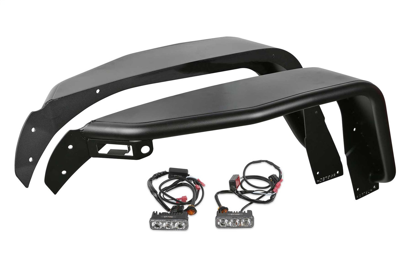 Fabtech FTS24212 - Tube Fenders; 7.5 in. Wide; Front; Steel; Texture Black; Incl