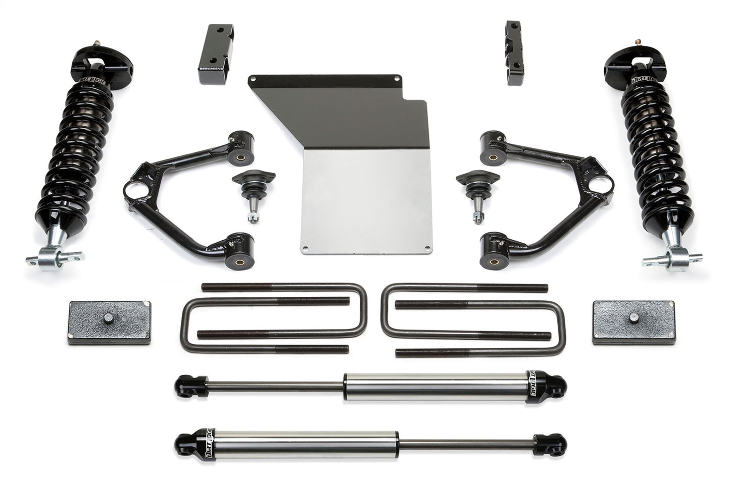 Fabtech K1070DL - Budget Lift System w/Shock; w/DLSS Shocks; 4 in. Lift; Incl. U