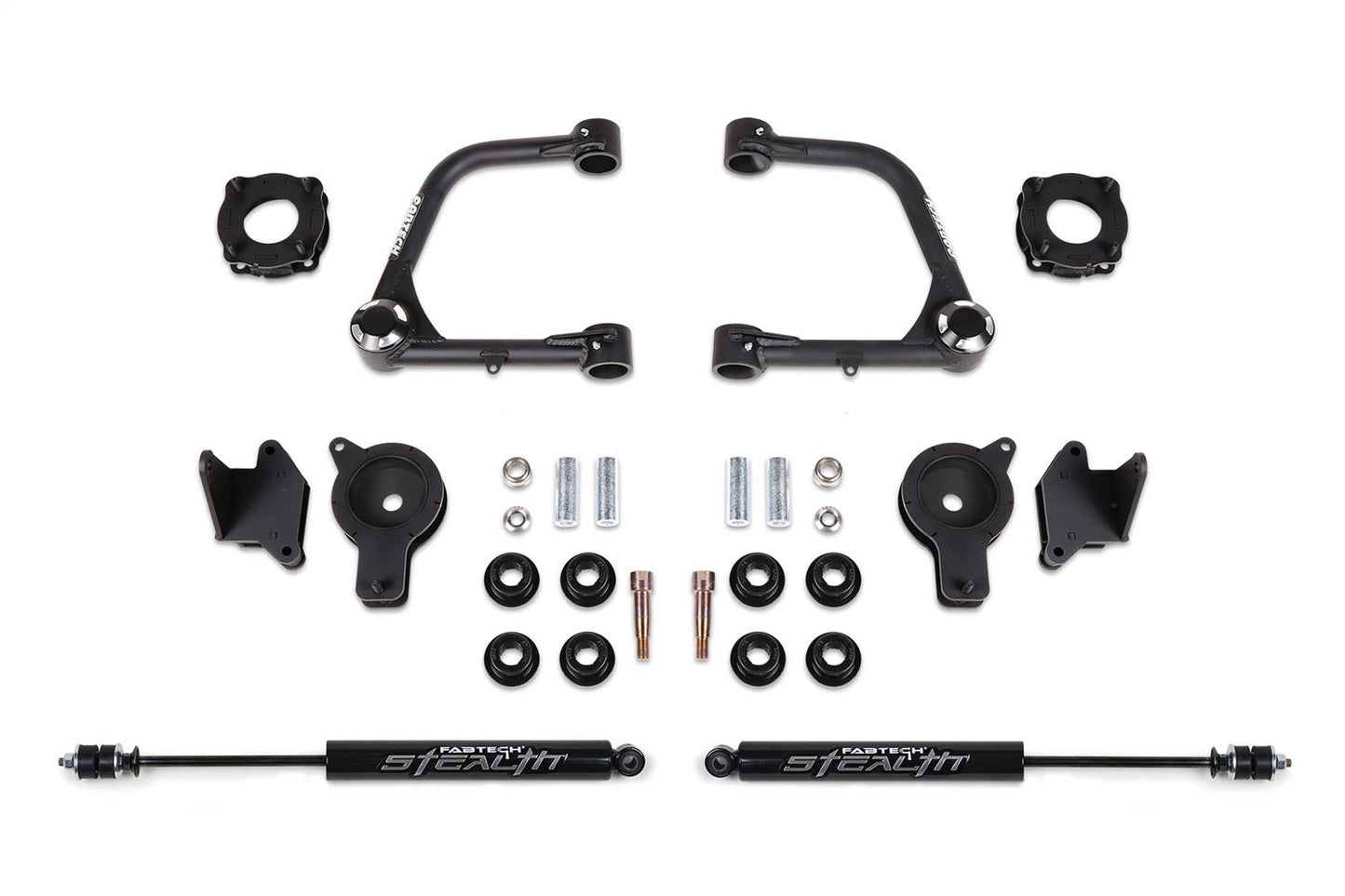 Fabtech K7089M - Uniball UCA Lift System; 3 in. Lift; UCA Kit w/Uniball; Front S