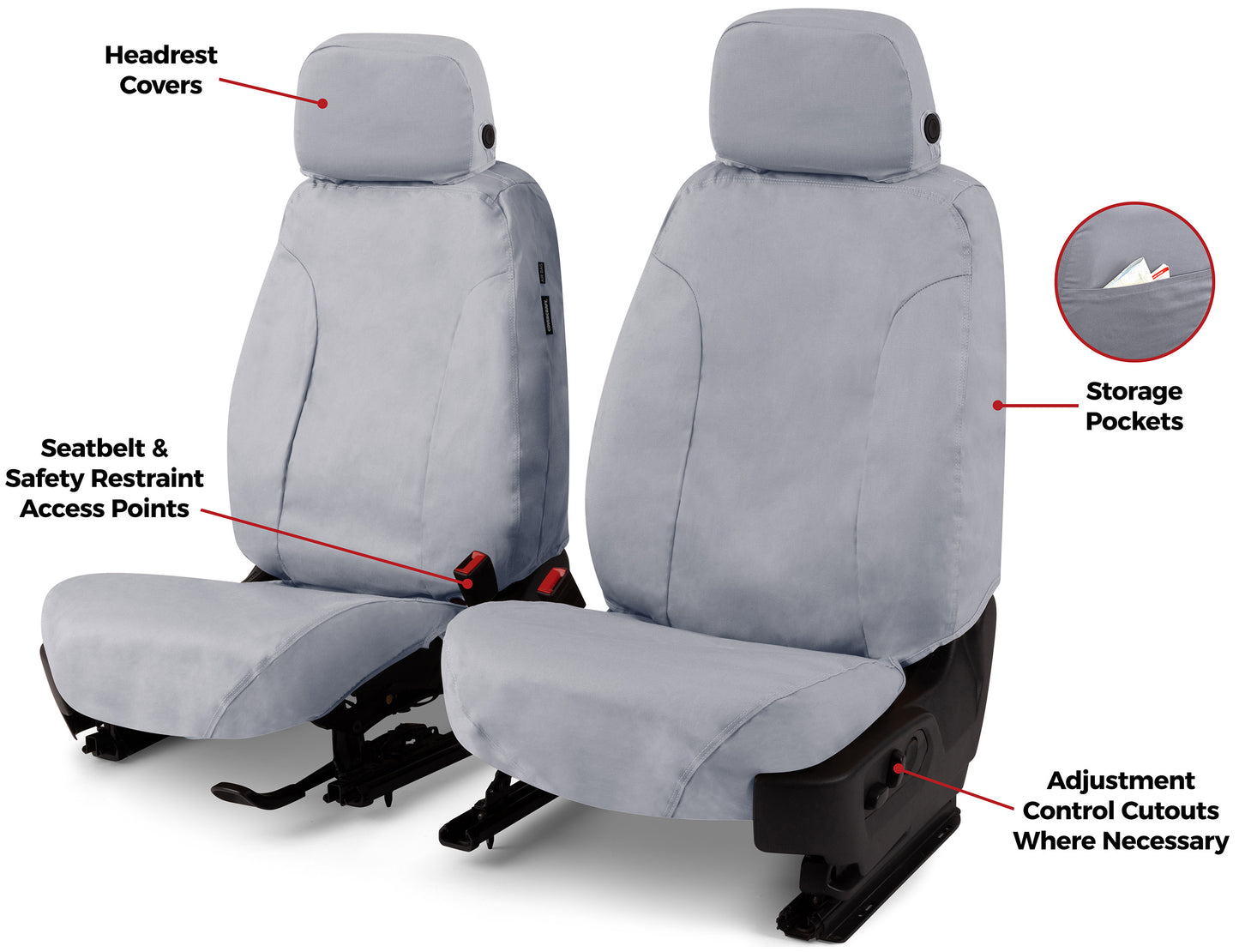 Seat Saver SS2571PCGY - Covercraft SeatSaver Custom Seat Cover - Polycotton Grey