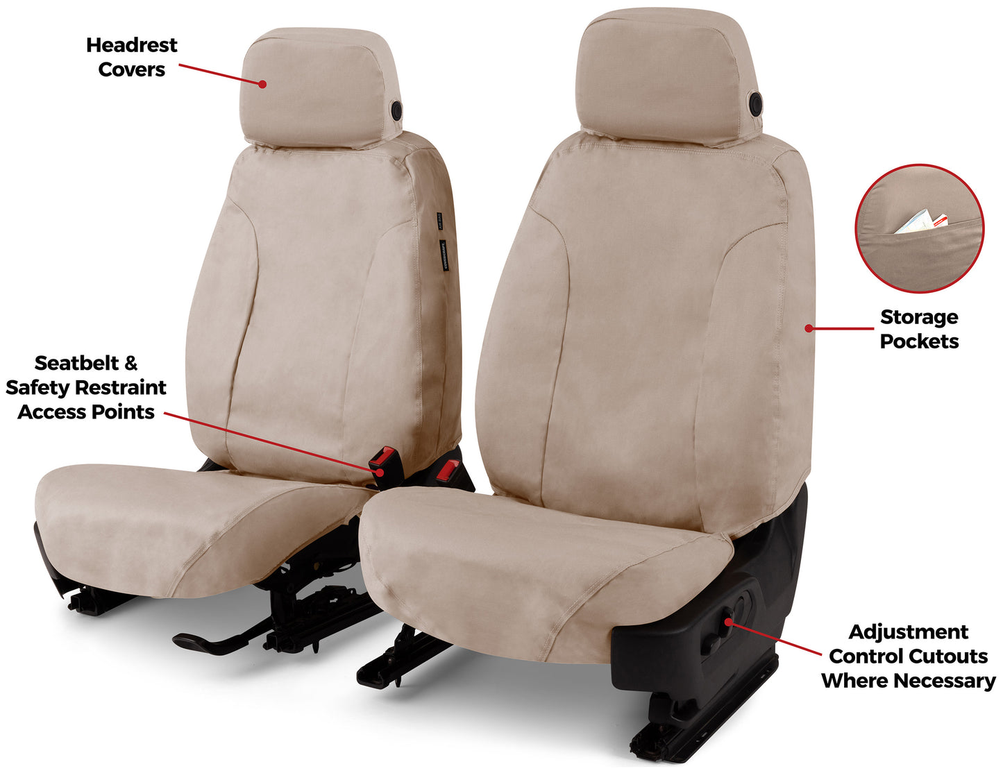 Seat Saver SS3353PCTP - Covercraft SeatSaver Custom Seat Cover - Polycotton Taup