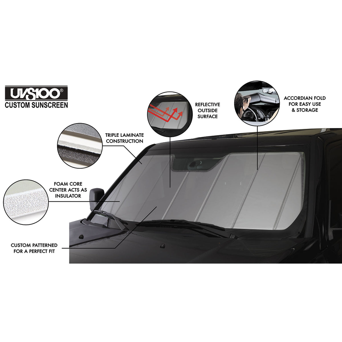 UVS100 Heat Shield UV11954SV - Covercraft UVS100 Custom Sunscreen - Silver